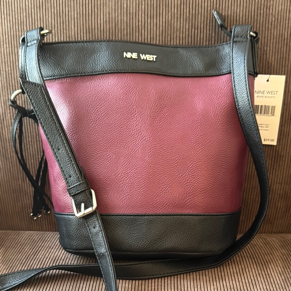 Nine West Women's Plum and Black Crossbody Bag